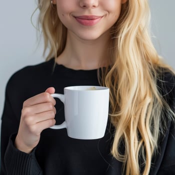 Sweden Beautiful Girl Holding 15Oz Plain White Mug Mockup photo
