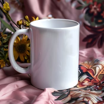 White Coffee Mug 15Oz Mockup, On Carnival Background photo