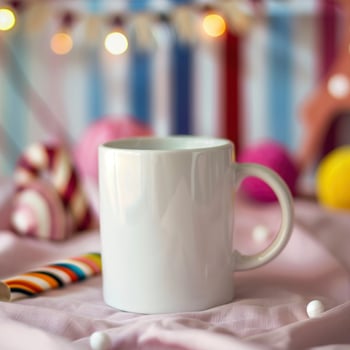 White Coffee Mug 15Oz Mockup, On Circus Background photo