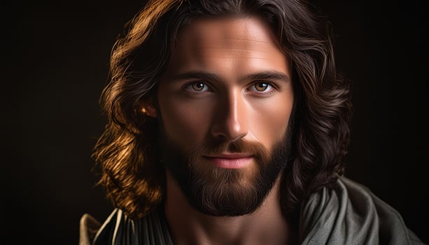 a modern, stylized portrait of Jesus Christ's face photo
