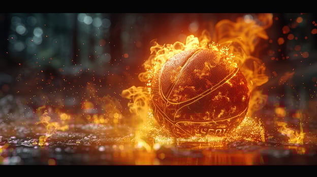 Basketball on fire. photo