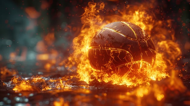 Basketball on fire. photo