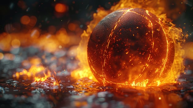 Basketball on fire. photo