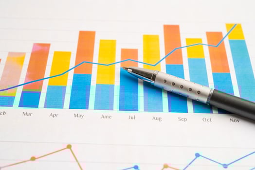 Pen on graph paper. Financial development, Banking Account, Statistic, Investment Analytic research data economy, Business. photo
