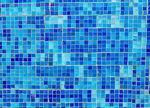 Old blue mosaic tiles photo