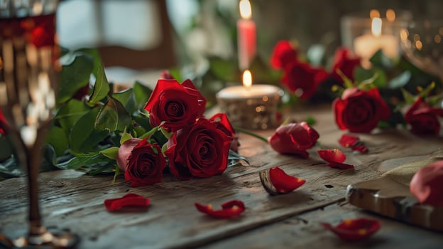 valentine's day table decorations with roses and flowers photo