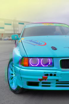 Russia, Novosibirsk, 25.05.2024 Midday, Drift BMW e36 in blue color with tuning photo