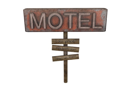 3d rendering motel sign on wood photo