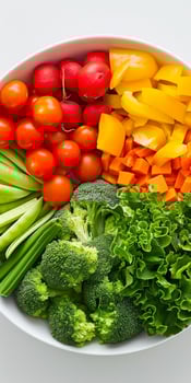Colorful Vegetable Platter With Broccoli, Tomatoes, and Bell Peppers photo
