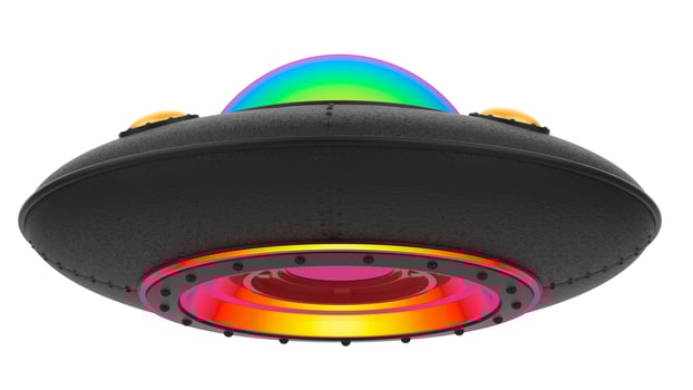 UFO close-up scene isolated on background. 3d rendering - illustration photo