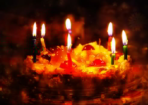 Birthday cake with candles photo