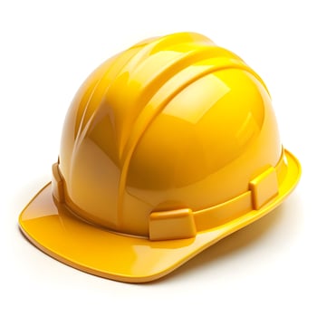 a yellow hard hat on a white background photo