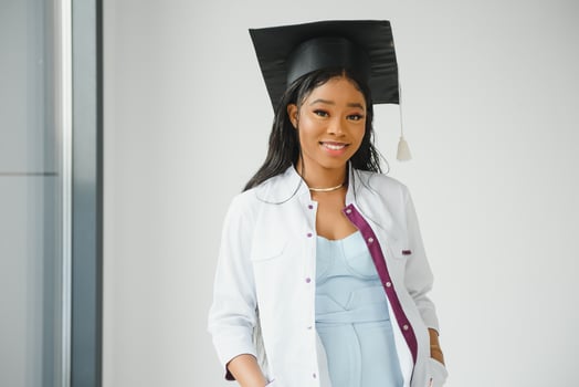 portrait of african female doctor graduate photo