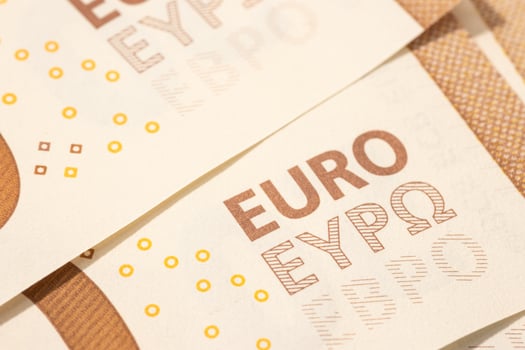 Euro text Macro shot of euro banknote photo