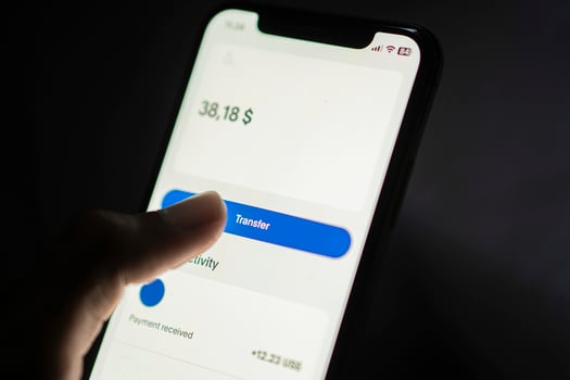 Digital wallet app on smart phone screen photo