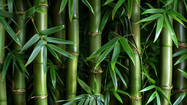 Lush Green Bamboo Grove with Fresh Leaves photo