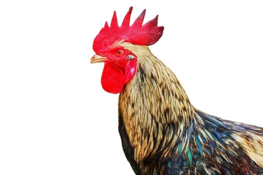 Rooster head isolated on white background photo