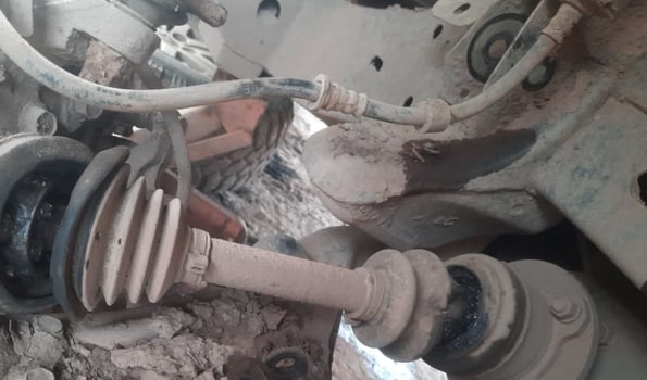 broken car spare part in the workshop photo