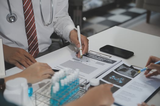 Group of professional medical doctor team meeting training medical in uniform working discussing and talk with patients record, teaching medic team, sit in hospital.health medical care concept photo
