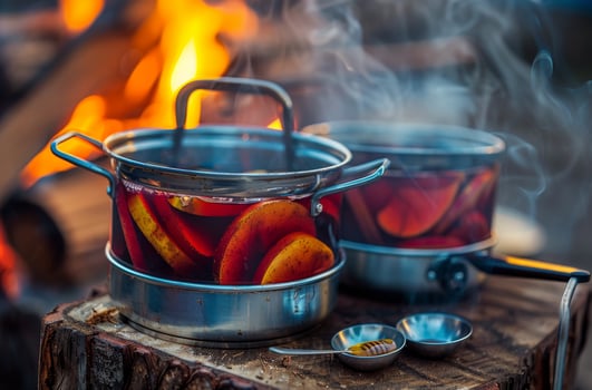 Campfire Apple Cider With Honey and Cinnamon Sticks photo