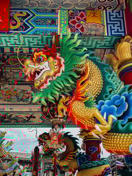 Dragon statue, dragon symbol, dragon Chinese, is a beautiful Thai and Chinese architecture of shrine, temple. A symbol of good luck and prosperity during the Chinese New Year celebrations. photo