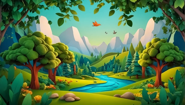 Beautiful trees, paper style photo