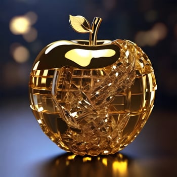 broken glass style crystal apple in glass effect photo
