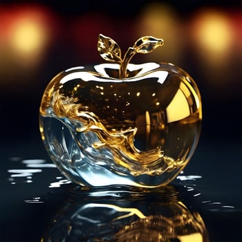 broken glass style crystal apple in glass effect photo