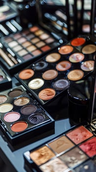 Make-up cosmetic product, beauty products and cosmetics swatch sample flatlay, various makeup brand tools as glamour fashion night out background photo