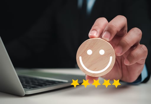 Satisfaction feedback review, Customer Satisfaction Survey concept, service experience rating online application, Customer evaluation product service quality, Very good quality most. photo