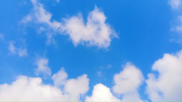 Clouds in bright blue sky with horizontal view photo