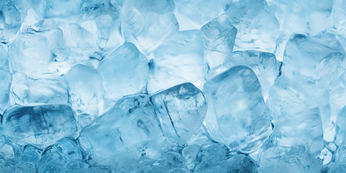 Ice frozen water cybe transparent decorative background view photo
