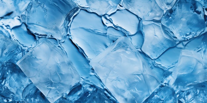 Ice frozen water cybe transparent decorative background view photo