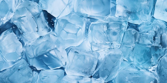 Ice frozen water cybe transparent decorative background view photo