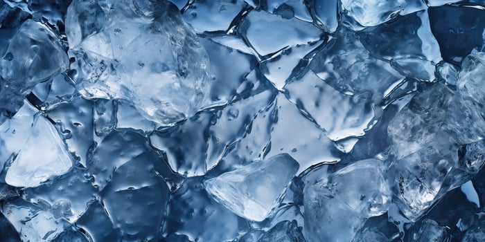 Ice frozen water cybe transparent decorative background view photo
