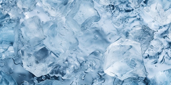 Ice frozen water cybe transparent decorative background view photo