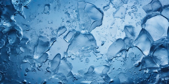 Ice frozen water cybe transparent decorative background view photo
