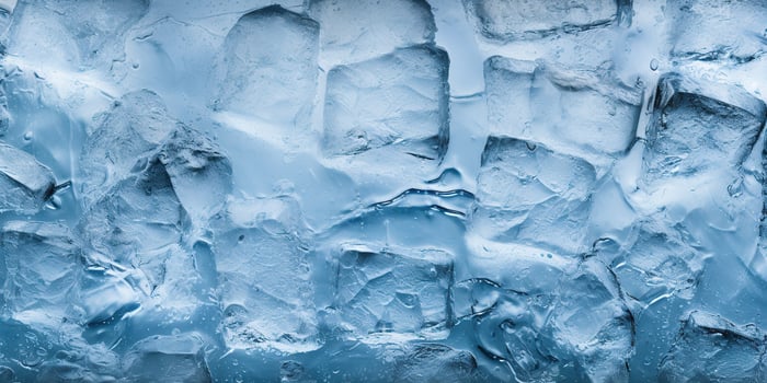 Ice frozen water cybe transparent decorative background view photo