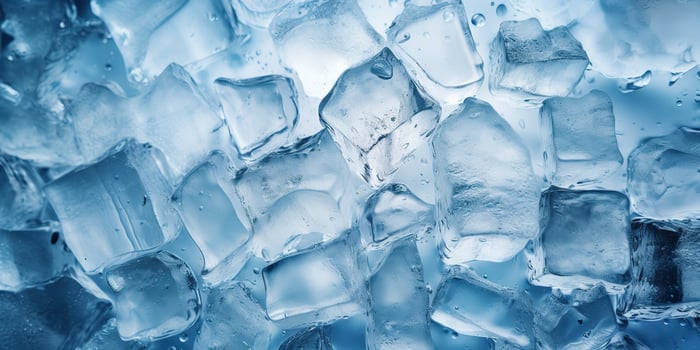 Ice frozen water cybe transparent decorative background view photo