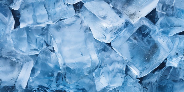 Ice frozen water cybe transparent decorative background view photo