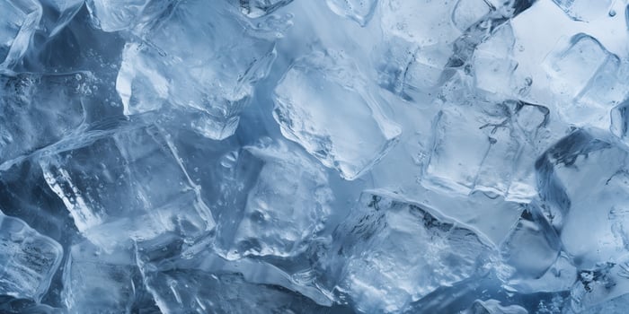 Ice frozen water cybe transparent decorative background view photo