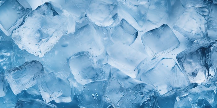 Ice frozen water cybe transparent decorative background view photo