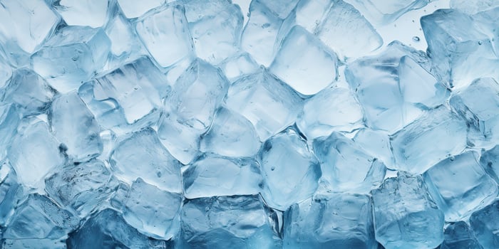 Ice frozen water cybe transparent decorative background view photo