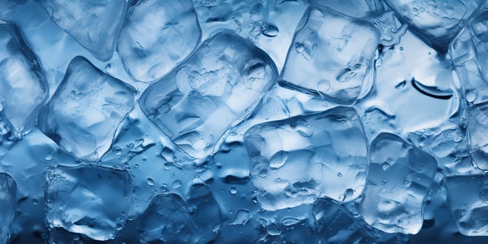 Ice frozen water cybe transparent decorative background view photo