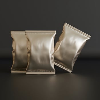 Realistic snack for chips potato and etc. glossy and foil texture on black background rendering 3D illustration photo