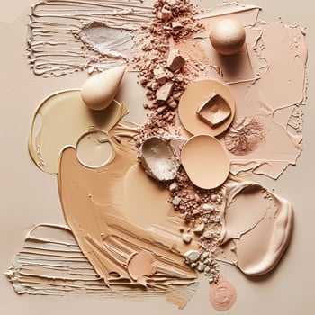 Beauty product and cosmetics texture, makeup products as abstract luxury cosmetic background photo