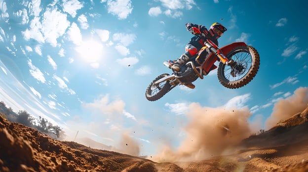 Motocross Rider Leaping Through the Air photo