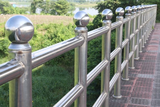 stainless steel made railing of bridge photo