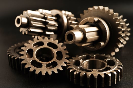 Metal gear wheel engine car and bike, mechanic industry concept. photo
