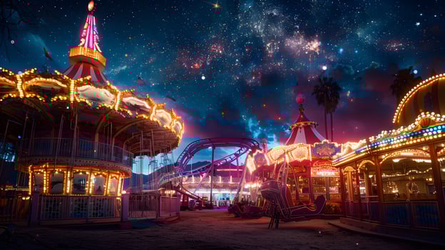 Amusement Park Under a Starry Night photo